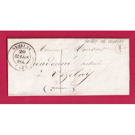 CAD TYPE 14 VEZELAY YONNE BOITE RURALE I FOISSY LES VEZELAY TAXE LOCALE 1 POUR VEZELAY 1855
