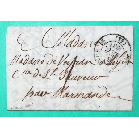 CAD TYPE 12 MARMANDE LOT ET GARONNE CORRESPONDANCE LOCALE TAXE 1 DEPART ESCASSEFORT 1833