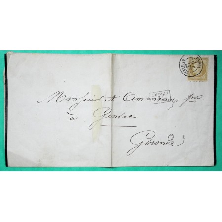 N°21 CAD PARIS BT MAZAS APRES LE DEPART POUR GENSAC GIRONDE 1866