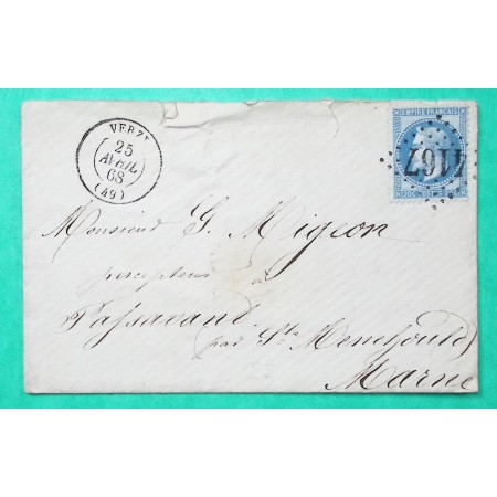 N°29 GC 4167 VERZY MARNE POUR PASSAVANT EN ARGONNE 1868