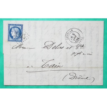 N°60C VARIETE CADRE COIN DROIT SUPERIEUR DEFORME GC 3395 HERAULT POUR TAIN DROME 1874