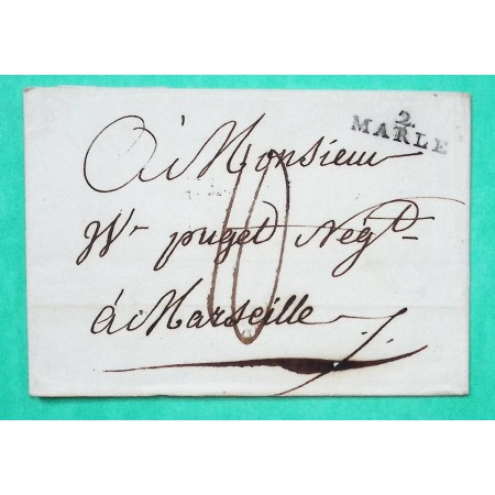 MARQUE 2 MARLE AISNE POUR MARSEILLE BOUCHES DU RHONE 23x7 1816