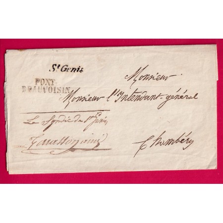 CURSIVE SARDE ST GENIS + MARQUE PONT DE BEAUVOISIN FRANCHIE LE SYNDIC DE ST GENIS POUR CHAMBERY
