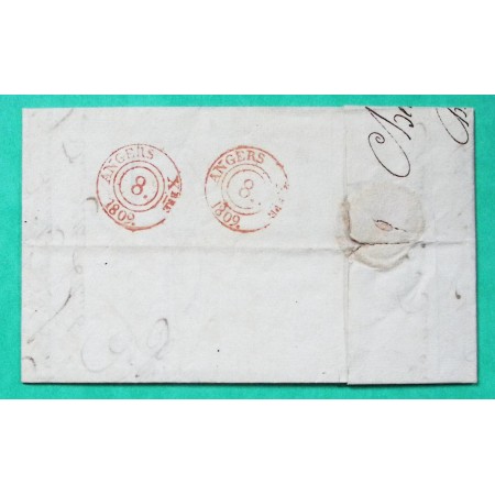 CACHET ARRIVEE SPECIAL ANGERS ROUGE 1809 DEPART CHEMILLE MAINE ET LOIRE 1809