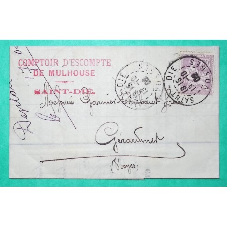 N°128 MOUCHON RETOUCHE 30C SEUL SUR LETTRE POUR GERARDMER VOSGES 1902