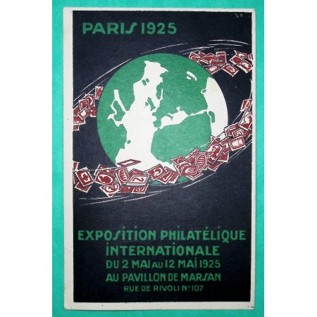 N°211 CARTE POSTALE EXPOSITION PHILATELIQUE INTERNATIONALE ARTS DECORATIFS PARIS 1925