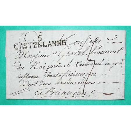 MARQUE 5 CASTELLANNE BASSES ALPES DEPART FUGERET POUR BRIANCON 49x11 1817