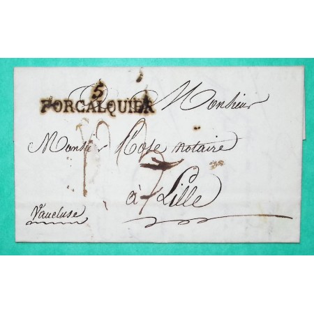 MARQUE 5 FORCALQUIER BASSES ALPES POUR L'ISLE SUR LA SORGUE VAUCLUSE 44x10 1824