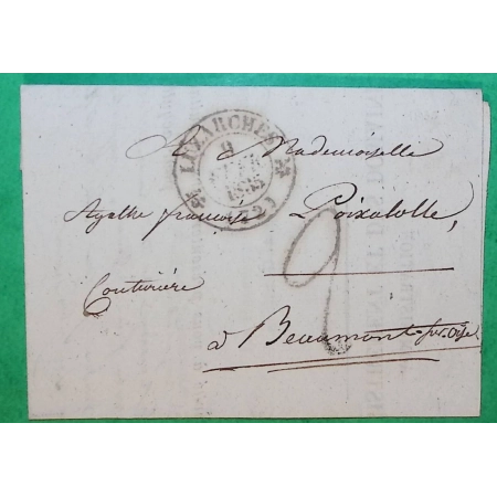 CAD TYPE 12 LUZARCHES SEINE ET OISE TEXTE IMPRIMEE ADMINISTRATION DES DOMAINES POUR BEAUMONT SUR OISE 1835 COVER FRANCE