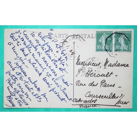 N°159 PAIRE SEMEUSE CACHET MARITIME MARSEILLE A YOKOHAMA CARTE POSTALE COLOMBO PRINCES'S STREET 1925