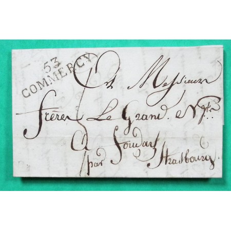 MARQUE 53 COMMERCY MEUSE POUR STRASBOURG BAS RHIN 43x11 1825