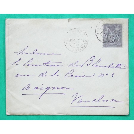 N°77 SAGE CAD TYPE 17 GARE D'AMBERIEUX AIN POUR AVIGNON VAUCLUSE 1878