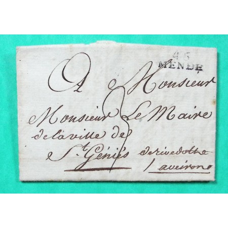 MARQUE 46 MENDE LOZERE POUR ST GENIEZ AVEYRON 22x8 1811