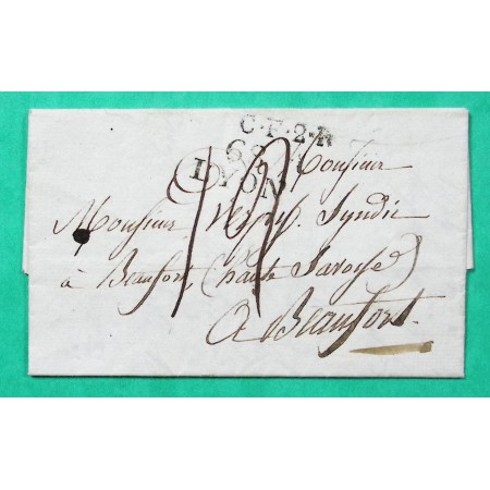 MARQUE 68 LYON RHONE POUR BEAUFORT SAVOIE ETAT SARDE 1825