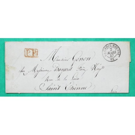 CAD TYPE 15 LA CROIX ROUSSE RHONE PP PORT PAYE POUR ST ETIENNE 1847