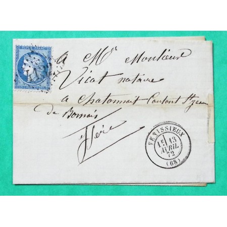 N°60A GC 4132 VENISSIEUX RHONE POUR CHATONNAY ISERE 1872