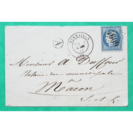 N°60A GC 4609 VERNAISON RHONE BUREAU SUPPLEMENTAIRE BOITE RURALE A POUR MACON SAONE ET LOIRE 1872