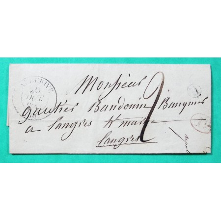 CAD TYPE 13 AUTERIVE HAUTE GARONNE DECIME + BOITE RURALE H A IDENTIFIER POUR LANGRES HAUTE MARNE 1842