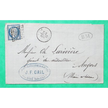 N°60A LA BRICHE INDRE ET LOIRE BOITE MOBILE RILLE POUR ANGERS MAINE ET LOIRE 1874