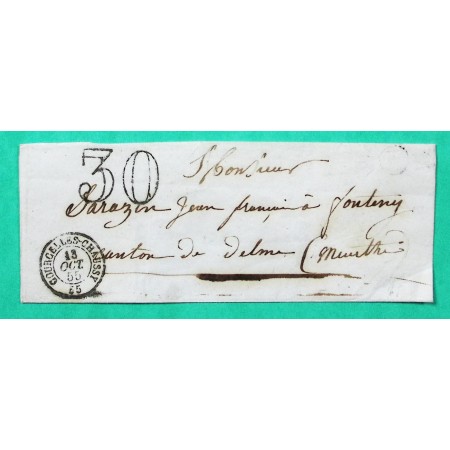 CAD TYPE 15 COURCELLES CHAUSSY MOSELLE BOITE RURALE E POUR FONTENY TAXE 30 1855