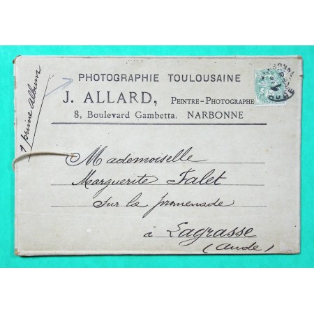 N°111 BLANC ENVELOPPE POUR PHOTOGRAPHIES TOULOUSAINE ALLARD PEINTRE PHOTOGRAPHE NARBONNE AUDE