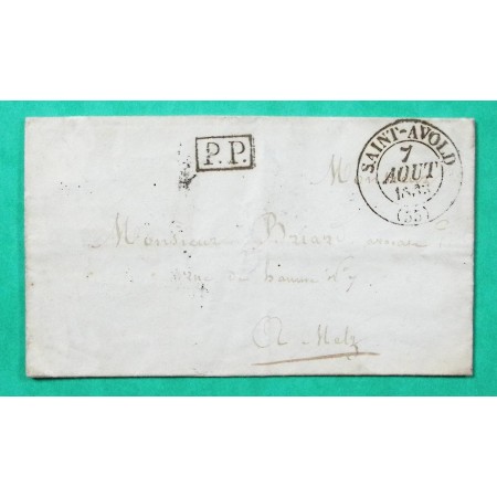 CAD TYPE 13 ST AVOLD MOSELLE PP PORT PAYE POUR METZ 1833 INDICE 14