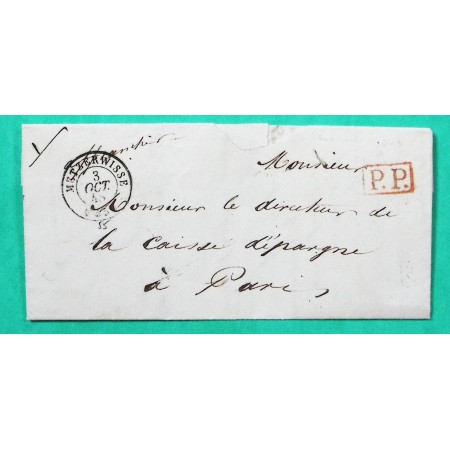 CAD TYPE 15 METZERWISSE MOSELLE PP PORT PAYE POUR PARIS 1848