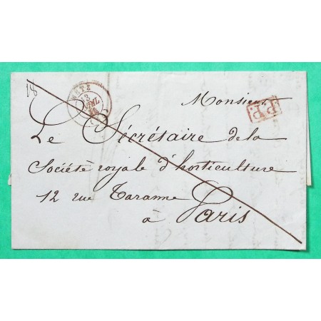 CAD TYPE 15 METZ MOSELLE ROUGE PP PORT PAYE POUR PARIS 1844