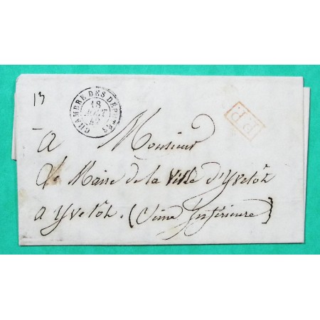 CAD TYPE 15 CHAMBRE DES DEPUTES PARIS PP PORT PAYE POUR YVETOT SEINE INFERIEURE 1842