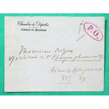 FRANCHISE CHAMBRE DES DEPUTES CABINET DU PRESIDENT GRIFFE P.O.