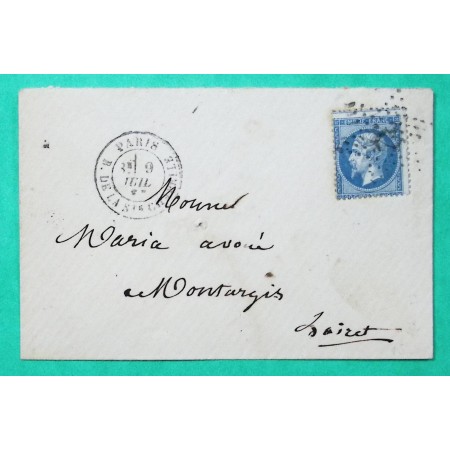 N°22 ETOILE DE PARIS N°32 R. DE LA STE CHAPELLE POUR MONTARGIS LOIRET 1867