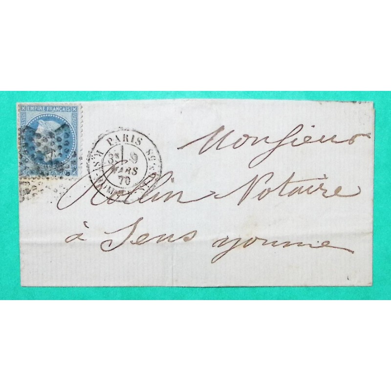 N°29 ETOILE DE PARIS N°20 R. ST-DOMQUE-ST-GN,58 POUR SENS YONNE 1870