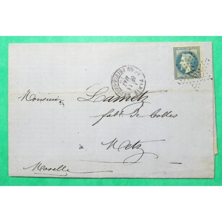 N°29 ETOILE DE PARIS N°36 BT DU PRINCE-EUGENE POUR METZ MOSELLE 1870