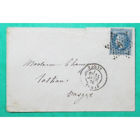 N°29 ETOILE DE PARIS N°6P1 PARIS SENAT POUR ROTHAU BAS RHIN 1870