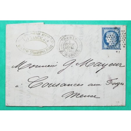 N°60C ETOILE DE PARIS N°16 R. TURBIGO POUR COUSANCES AUX FORGES MEUSE 1875