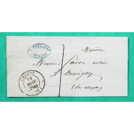CAD TYPE 14 CHAGNY SAONE ET LOIRE CORRESPONDANCE LOCALE TAXE 1 POUR REMIGNY 1844