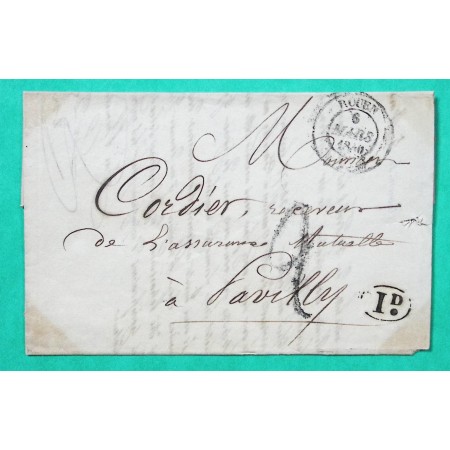 CAD TYPE 14 ROUEN SEINE INFERIEURE TAXE TAMPON 2 FABRICATION LOCALE POUR PAVILLY 1840