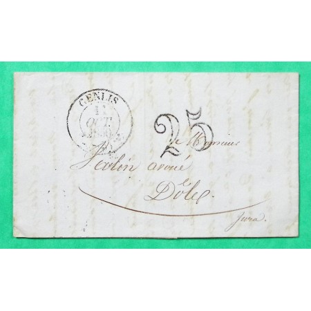 CAD TYPE 13 GENLIS COTE D'OR POUR DOLE JURA TAXE 25 1850