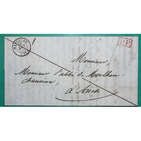 CAD TYPE 15 MASSEUBE GERS PP PORT PAYE POUR AUCH 1840 LETTRE COVER FRANCE