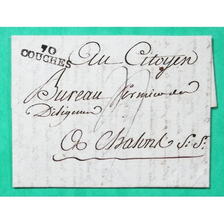 MARQUE 70 COUCHES SAONE ET LOIRE DEPART LE CREUSOT POUR CHALON SUR SAONE PERIODE REVOLUTIONNAIRE 27x8 1792