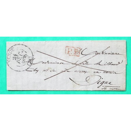 CAD TYPE 13 VENCE VAR PP PORT PAYE POUR DIGNE BASSES ALPES 1838