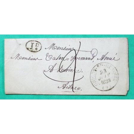 CAD TYPE 13 ORIGNY STE BENOITE AISNE DECIME RURAL RIBEMONT POUR VERVINS 1833