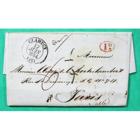 CAD TYPE 13 CLAMECY NIEVRE DECIME RURAL VILLETTE POUR PARIS 1834