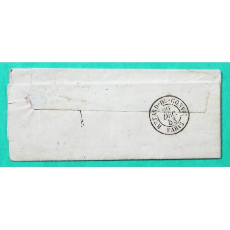 CAD TYPE 15 RETARD DU CONVOI PARIS VERSO AMBULANT LETTRE SENLIS OISE 1853