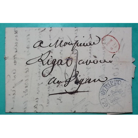 CAD TYPE 13 ST HIPPOLYTE DU FORT GARD BLEU DECIME RURAL LASALLE POUR LE VIGAN 1834 LETTRE COVER FRANCE
