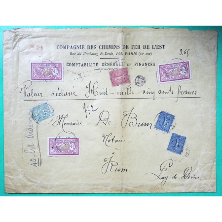 N°111 + 121 x3 +129 +132 x2 MIXTE BLANC MERSON SEMEUSE BELLE LETTRE CHARGE COMPAGNIE DE CHAMIS DE FER DE L'EST 1907