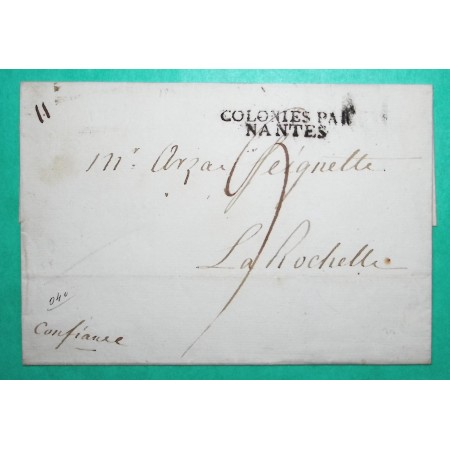 MARQUE COLONIES PAR NANTES DEPART CHARLESTOWN ETATS UNIS USA POUR LA ROCHELLE 1820
