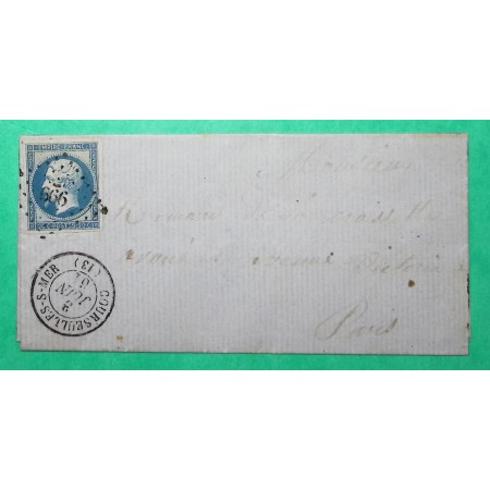 N°14B PC 999 COURSEULLES SUR MER CALVADOS POUR PARIS 1861