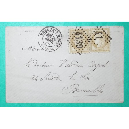 N°55 GC 4139 VERDUN MEUSE POUR BRUXELLES BELGIQUE 1876