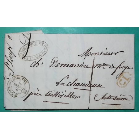 CAD TYPE 15A ST LOUP SUR ANGRONNE SEMOUSE HAUTE SAONE CL CORRESPONDANCE LOCALE TAXE 1 POUR AILLEVILLERS 1848 FRANCE